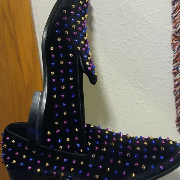 Stacy Adams Spire Spiked Loafers Black Velvet Multicolor Studs Men’s 11M NWOB main image 4